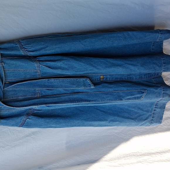 Women's Blue Denim Belted Midi Western Dress Size 8 Blue - Picture 14 of 16